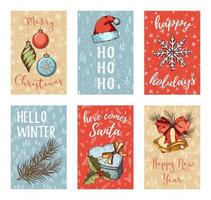 collezione di cartoline di Natale disegnate a mano vettore