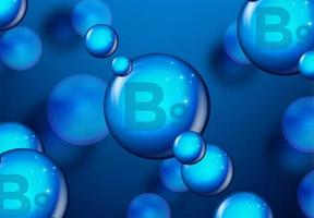 vitamina b9 blu brillante molecola design vettore