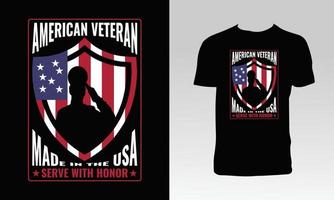 design della maglietta veterano vettore