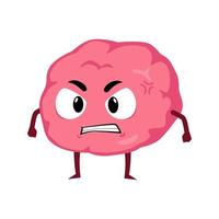 cervello arrabbiato viso portafortuna personaggio cartone animato illustrazione vettore