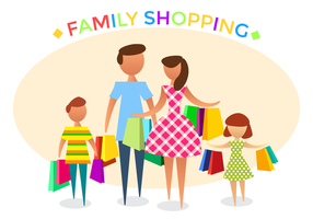 Famiglia shopping vettoriale gratuito