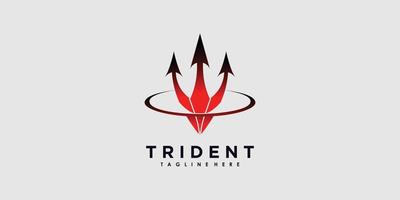 tridente logo design vettore con illustrazione creativo concetto