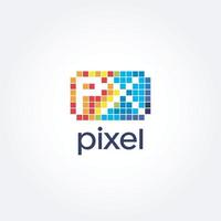 astratto colorato punto pixel lettera genere logo cartello simbolo icona vettore
