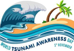 mondo tsunami consapevolezza giorno bandiera design vettore
