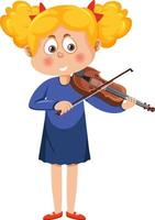 carino ragazza giocando violino vettore