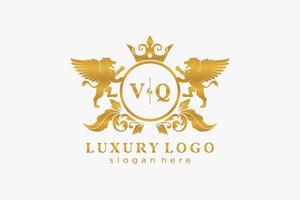 iniziale vq lettera Leone reale lusso logo modello nel vettore arte per ristorante, regalità, boutique, bar, Hotel, araldico, gioielleria, moda e altro vettore illustrazione.