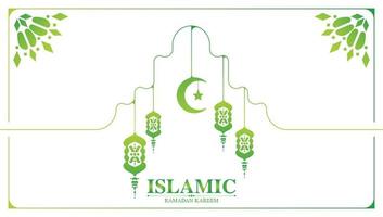 verde Ramadan kareem sfondo piatto linea stile vettore