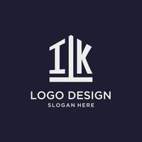 ik iniziale monogramma logo design con pentagono forma stile vettore