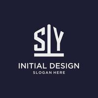 si iniziale monogramma logo design con pentagono forma stile vettore