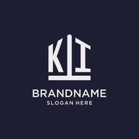 ki iniziale monogramma logo design con pentagono forma stile vettore