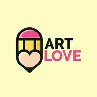 arte amore matita logo disegno, piatto design stile vettore