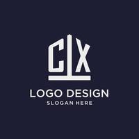 cx iniziale monogramma logo design con pentagono forma stile vettore