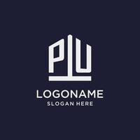 pu iniziale monogramma logo design con pentagono forma stile vettore