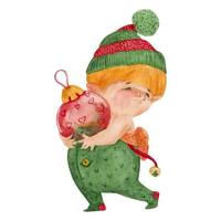 Natale elfo storia, elfo trasporta un' Natale palla vettore