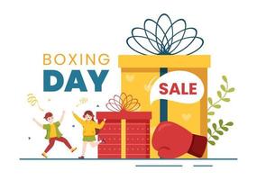 boxe giorno vendita modello mano disegnato cartone animato piatto illustrazione con guanto e regalo scatola per promozione o shopping concetto vettore