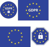 generale dati protezione regolamento. GDPR cartello. Euro sicurezza serratura icone. piatto stile. vettore