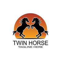 gemello cavallo logo design vettore