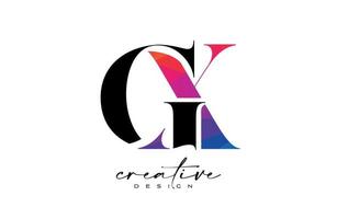 gx lettera design con creativo tagliare e colorato arcobaleno struttura vettore