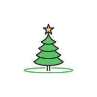verde Natale albero con giallo stella vettore concetto icona