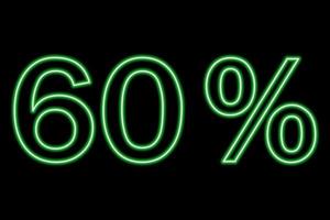 60 per cento iscrizione su un' nero sfondo. verde linea nel neon stile. vettore