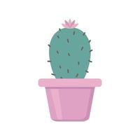 carino verde cactus nel un' rosa pentola. vettore illustrazione