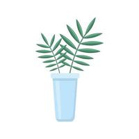 vaso con palma fronde. vettore illustrazione