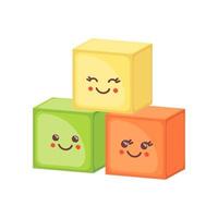 multicolore kawaii Torre cubi nel piatto stile isolato su bianca sfondo. bambini giocattolo. vettore illustrazione.