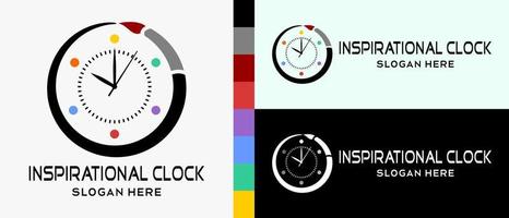 pittura spazzola e orologio logo design modello con creativo concetto nel cerchio. premio vettore logo illustrazione