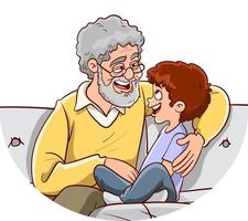 nonno e nipote chat insieme avendo divertimento vettore illustrazione