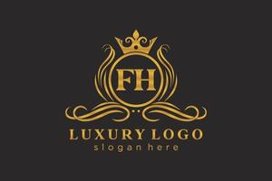 iniziale fh lettera reale lusso logo modello nel vettore arte per ristorante, regalità, boutique, bar, Hotel, araldico, gioielleria, moda e altro vettore illustrazione.