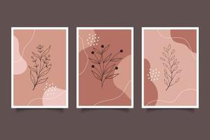 moderno botanico linea disegno con biologico forme parete arte decorazione, continuo linea fiore, pianta portait vettore