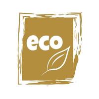 icona per confezione di ecologico prodotti su un' bianca sfondo con un' foglia. vettore illustrazione
