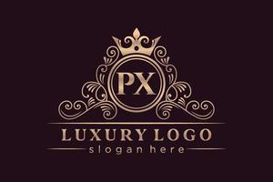 px iniziale lettera oro calligrafico femminile floreale mano disegnato araldico monogramma antico Vintage ▾ stile lusso logo design premio vettore