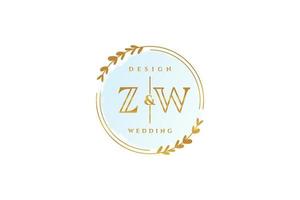 iniziale Z W bellezza monogramma e elegante logo design grafia logo di iniziale firma, nozze, moda, floreale e botanico con creativo modello. vettore