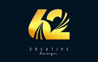d'oro creativo numero 62 6 2 logo con principale Linee e strada concetto design. numero con geometrico design. vettore