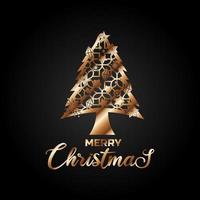 allegro Natale, d'oro albero con campernik decorazioni, Natale vettore decorazione