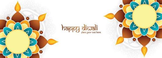 elegante contento Diwali bandiera carta design vettore