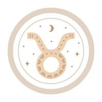 Toro zodiaco simbolo vettore, mano disegnato oroscopo cartello. decorato astrologico icona isolato. Ariete astrologia zodiaco cartello clip arte su bianca sfondo vettore