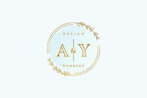 iniziale Ay bellezza monogramma e elegante logo design grafia logo di iniziale firma, nozze, moda, floreale e botanico con creativo modello. vettore