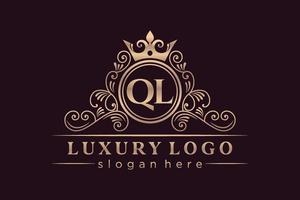 ql iniziale lettera oro calligrafico femminile floreale mano disegnato araldico monogramma antico Vintage ▾ stile lusso logo design premio vettore