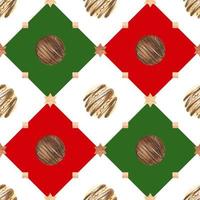 dolce Natale acquerello rosso verde modello con cioccolato caramelle vettore