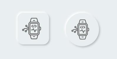orologio intelligente linea icona nel neomorfo design stile. inteligente orologio segni vettore illustrazione.
