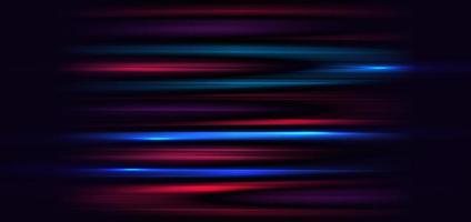tecnologia astratta futuristica linee luminose blu e rosse con effetto di sfocatura del movimento di velocità su sfondo blu scuro. vettore