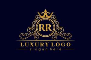 rr iniziale lettera oro calligrafico femminile floreale mano disegnato araldico monogramma antico Vintage ▾ stile lusso logo design premio vettore