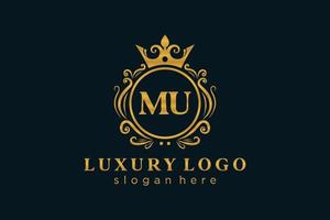 iniziale mu lettera reale lusso logo modello nel vettore arte per ristorante, regalità, boutique, bar, Hotel, araldico, gioielleria, moda e altro vettore illustrazione.
