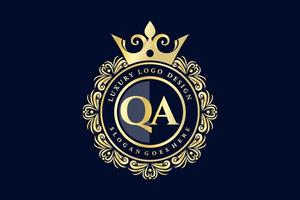 qa iniziale lettera oro calligrafico femminile floreale mano disegnato araldico monogramma antico Vintage ▾ stile lusso logo design premio vettore