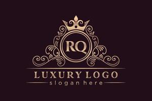 rq iniziale lettera oro calligrafico femminile floreale mano disegnato araldico monogramma antico Vintage ▾ stile lusso logo design premio vettore