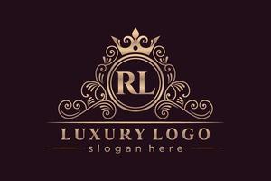 rl iniziale lettera oro calligrafico femminile floreale mano disegnato araldico monogramma antico Vintage ▾ stile lusso logo design premio vettore