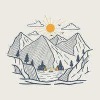 bene Visualizza di montagne grafico illustrazione vettore arte maglietta design