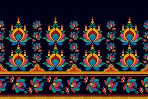 ikat etnico senza soluzione di continuità modello decorazione design. azteco tessuto tappeto boho mandala tessile arredamento sfondo. tribale nativo motivo fiore ornamenti tradizionale ricamo vettore illustrato sfondo